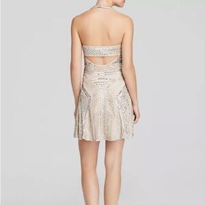 Parker Peach Backless Halter Dress